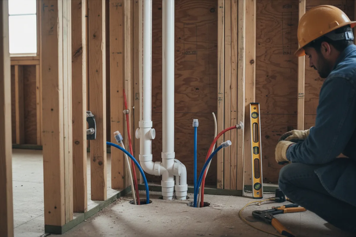 Drain and supply rough-in during Sump Pump Repair in Brooklyn